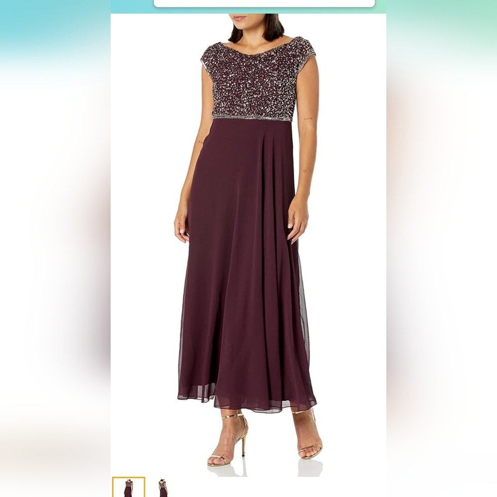 J Kara Sequin Embellished Dress in Deep Purple